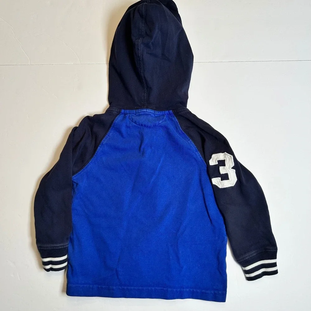 Polo Ralph Lauren‎ Kids Hoodie Long Sleeve Pullover Top Blue White 2T